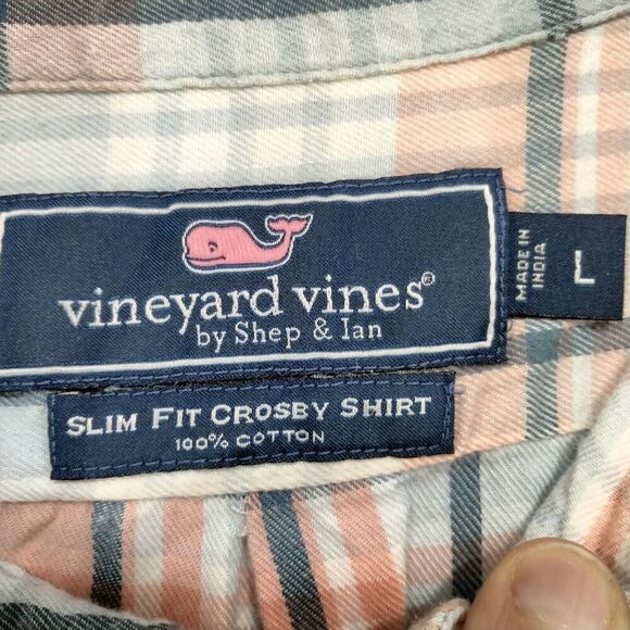 Vineyard Vines Slim Fit Crosby Shirt Mens Large Orange Plaid Cotton Long Sleeve - Picture 6 of 10